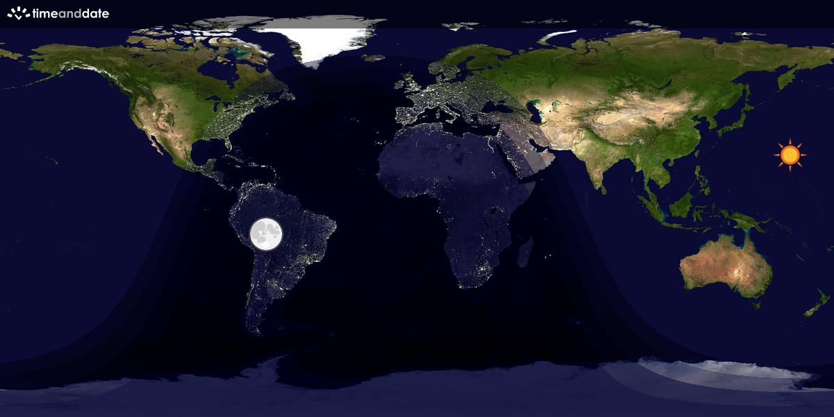 Verdenskart som viser dag og natt 
