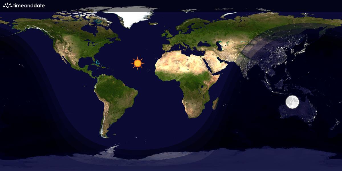Verdenskart som viser dag og natt 