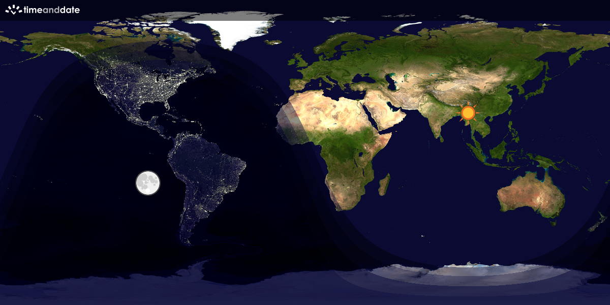 Verdenskart som viser dag og natt 
