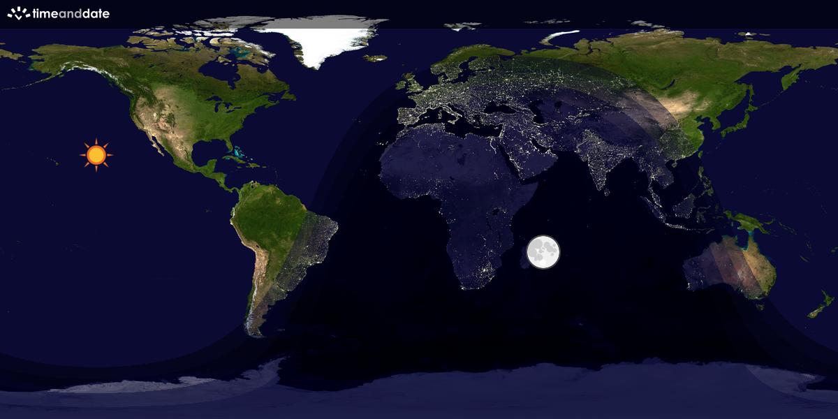 Verdenskart som viser dag og natt 