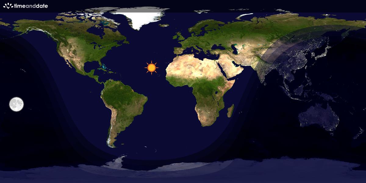Verdenskart som viser dag og natt 