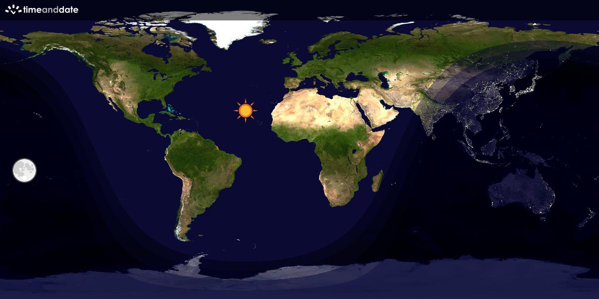 Verdenskart som viser dag og natt 