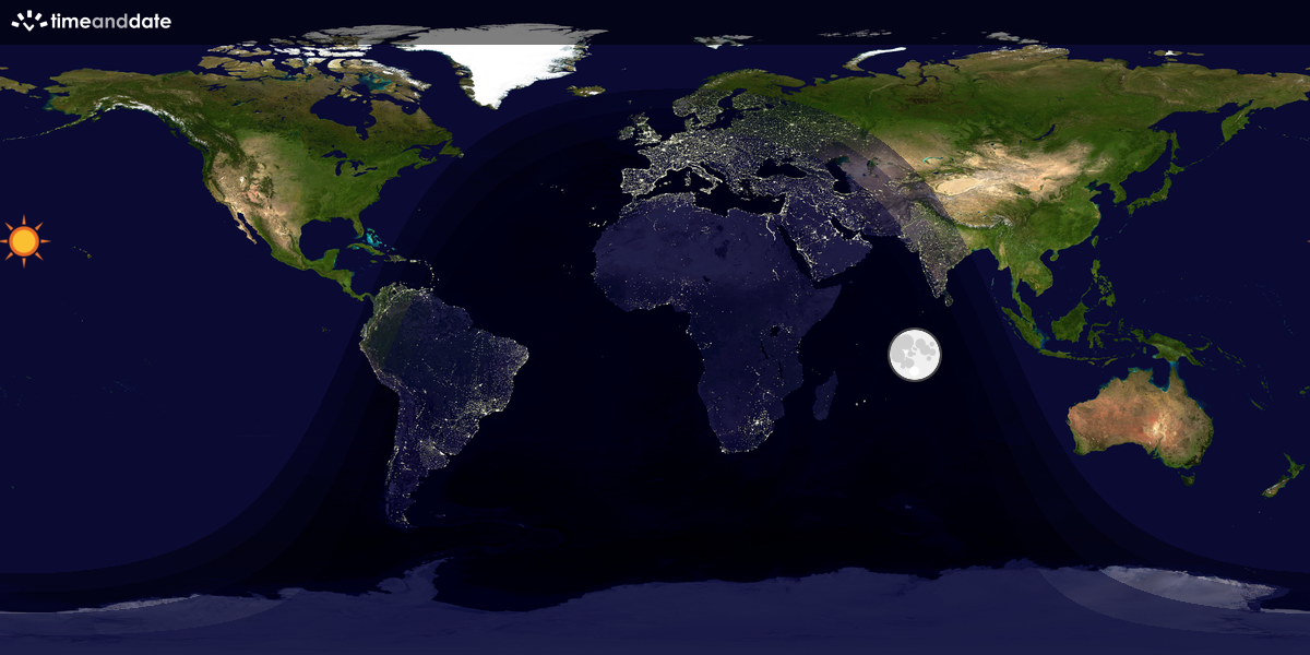Verdenskart som viser dag og natt 