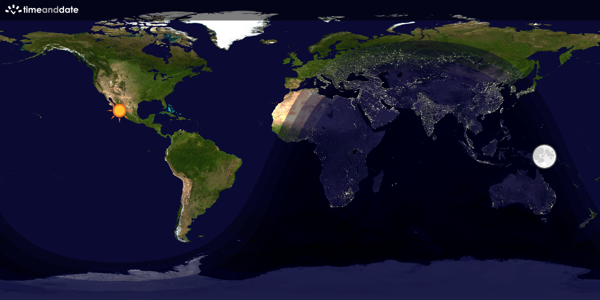 Verdenskart som viser dag og natt 