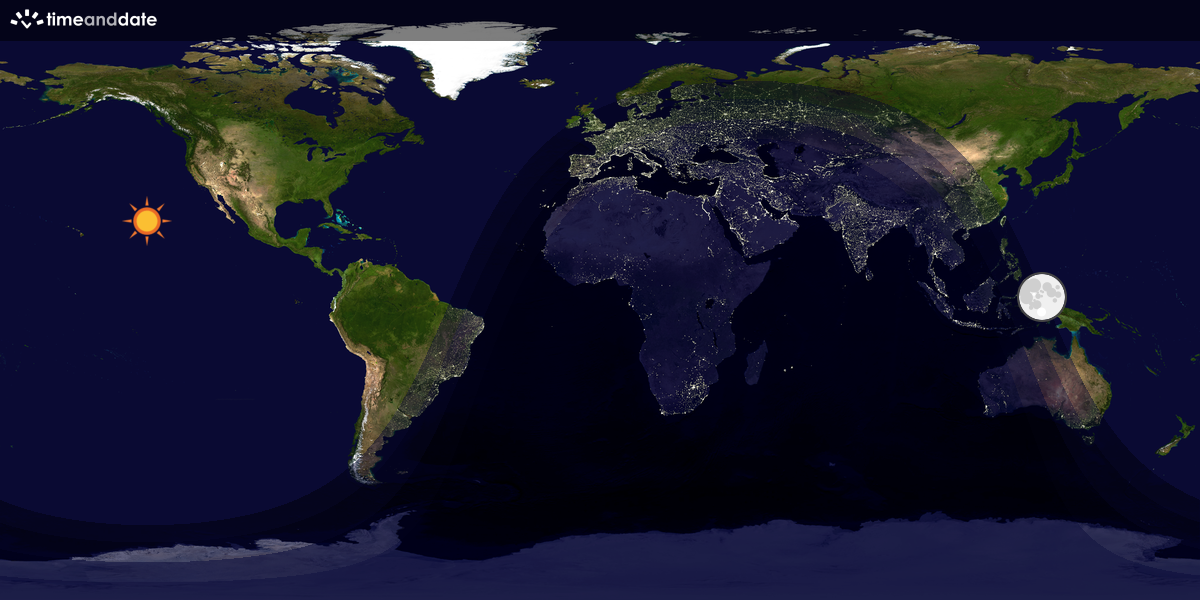 Verdenskart som viser dag og natt 