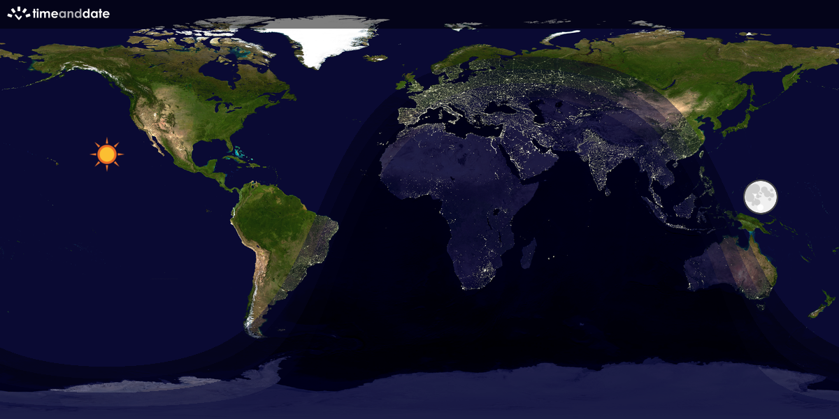Verdenskart som viser dag og natt 