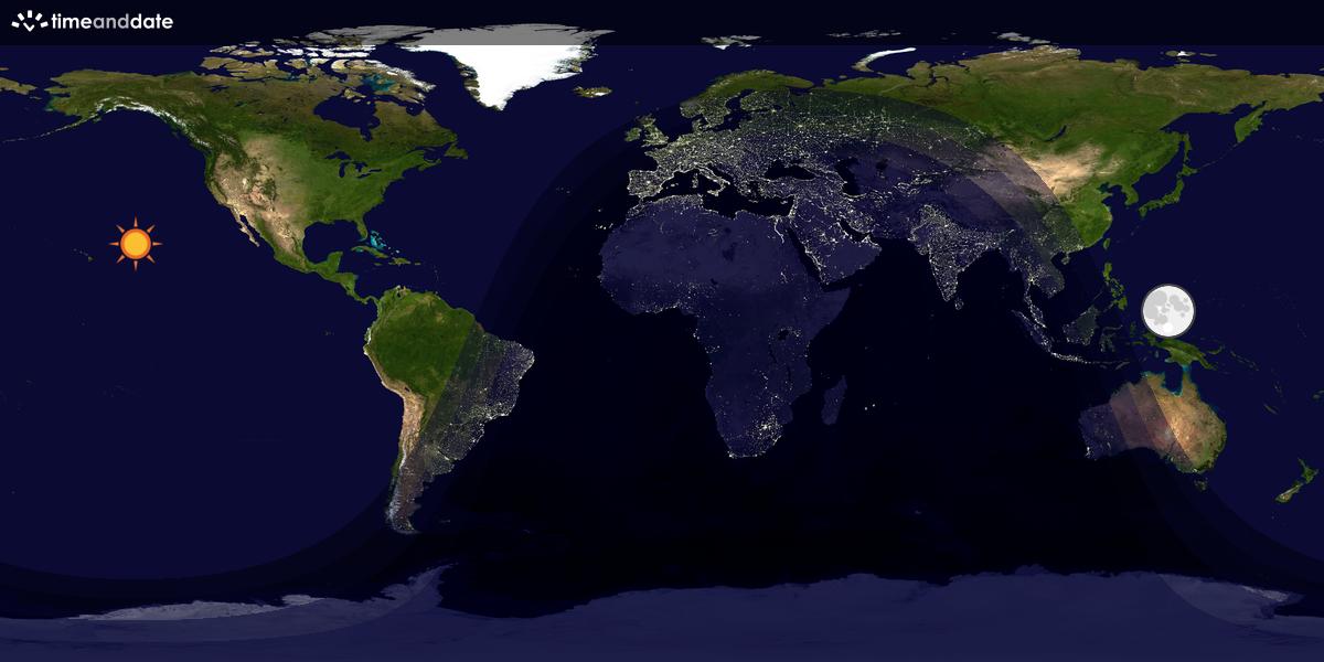Verdenskart som viser dag og natt 