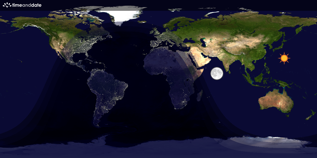 Verdenskart som viser dag og natt 