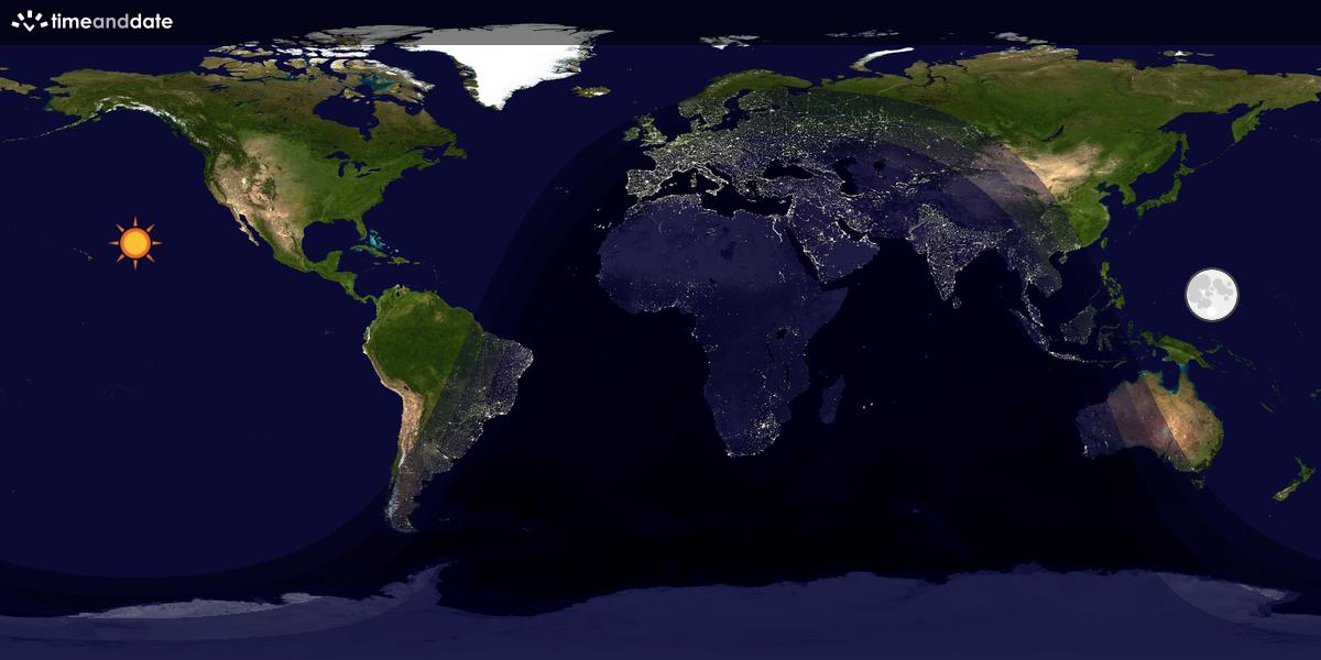 Verdenskart som viser dag og natt 