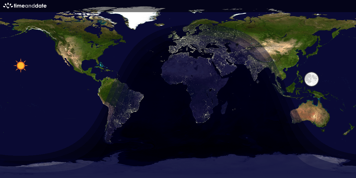 Verdenskart som viser dag og natt 