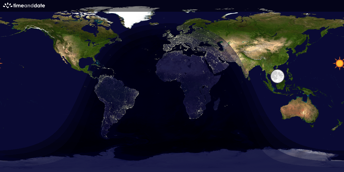 Verdenskart som viser dag og natt 