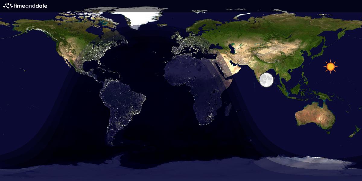 Verdenskart som viser dag og natt 