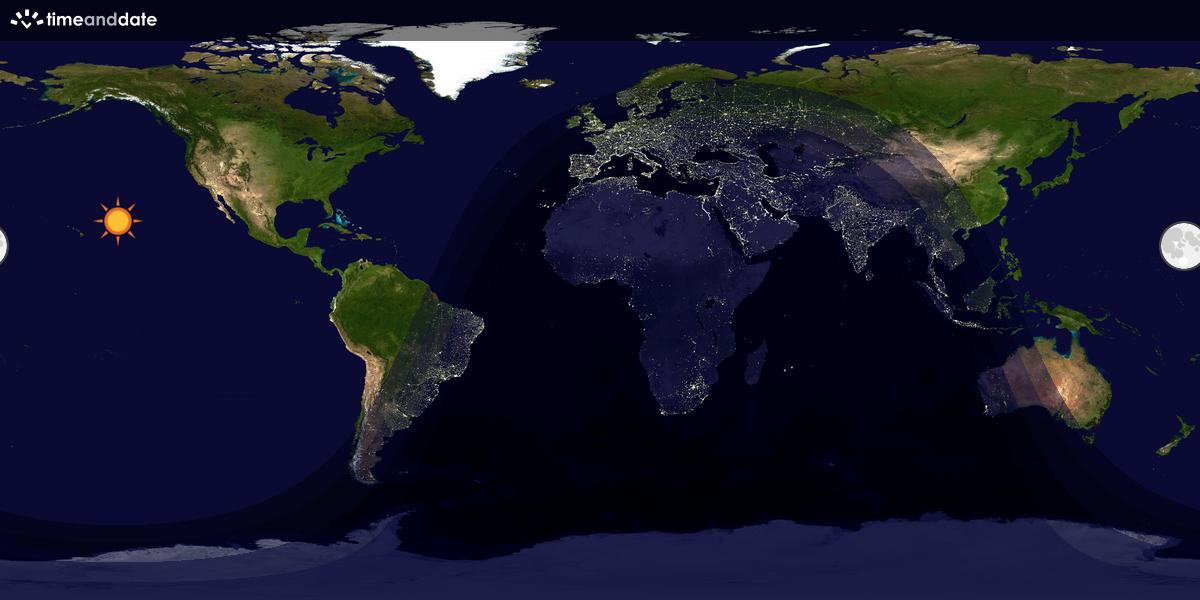 Verdenskart som viser dag og natt 