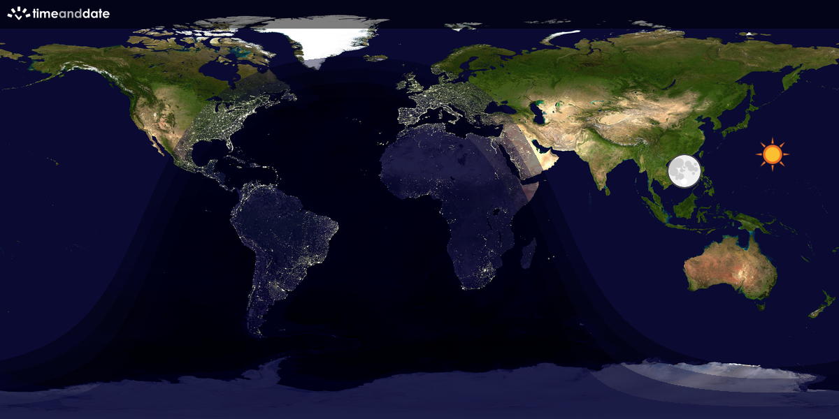 Verdenskart som viser dag og natt 