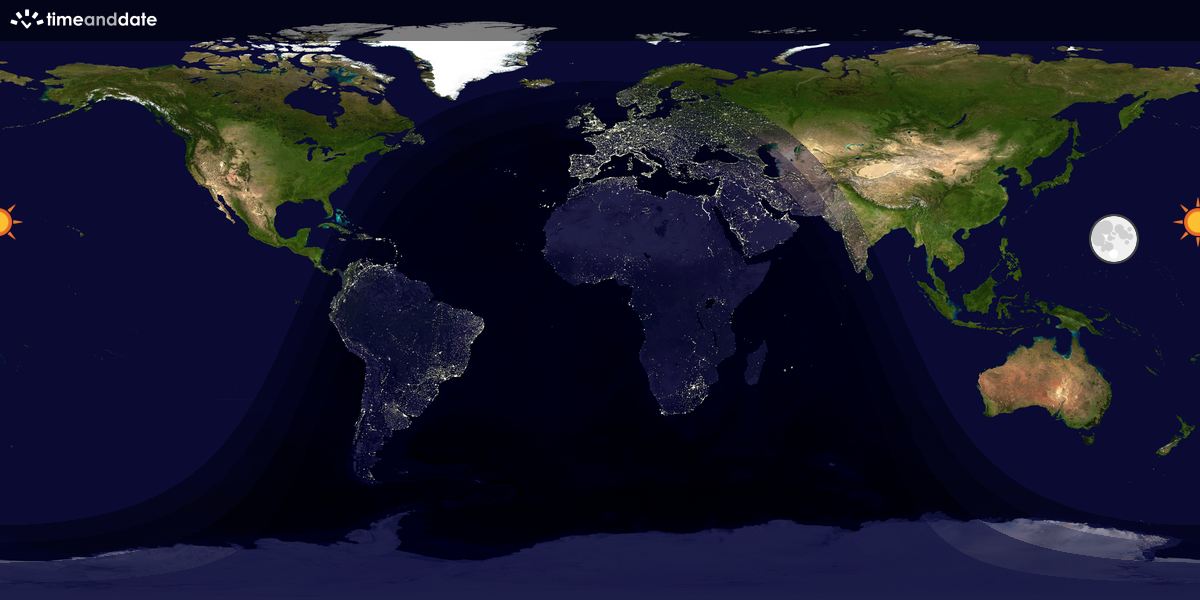 Verdenskart som viser dag og natt 