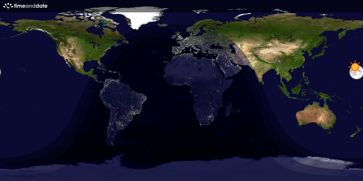 Verdenskart som viser dag og natt 