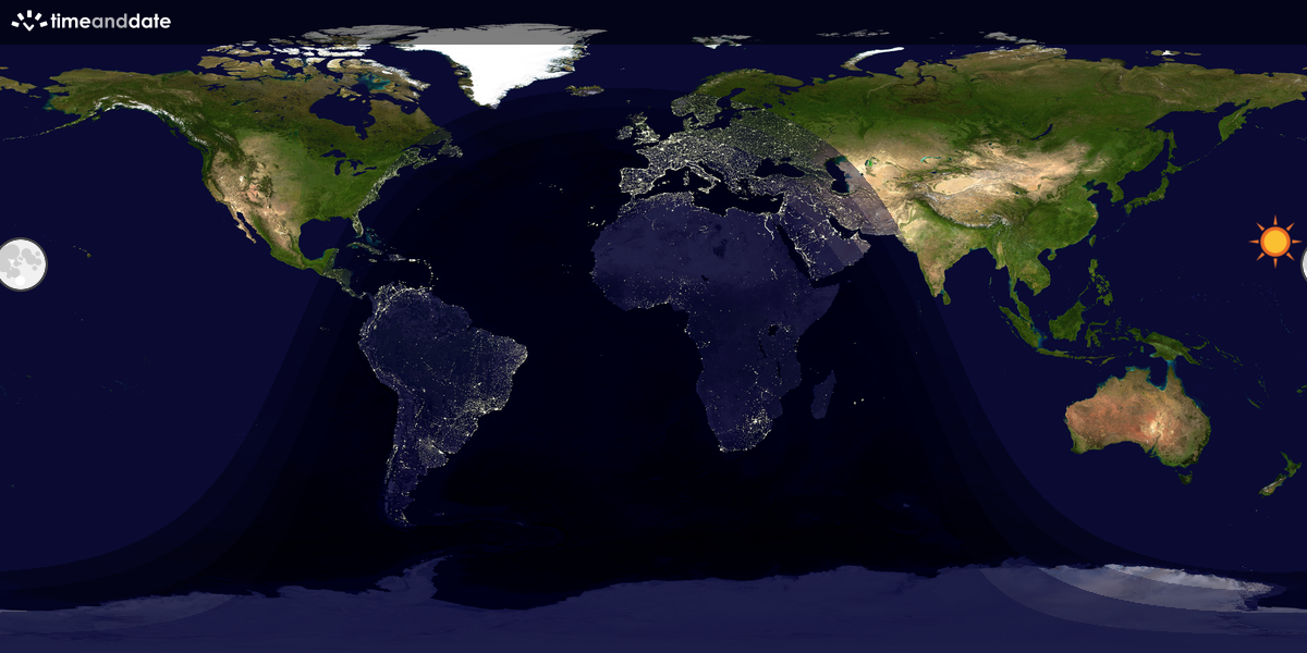 Verdenskart som viser dag og natt 