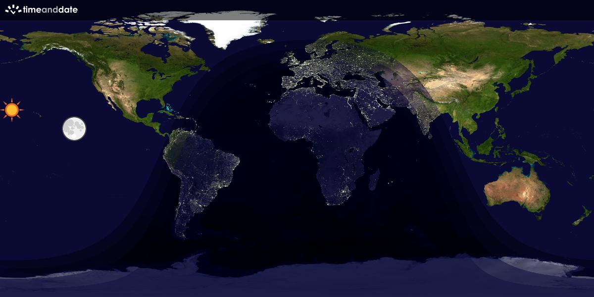 Verdenskart som viser dag og natt 