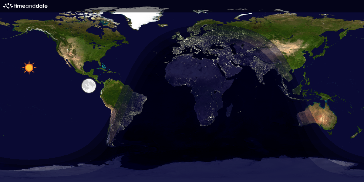 Verdenskart som viser dag og natt 