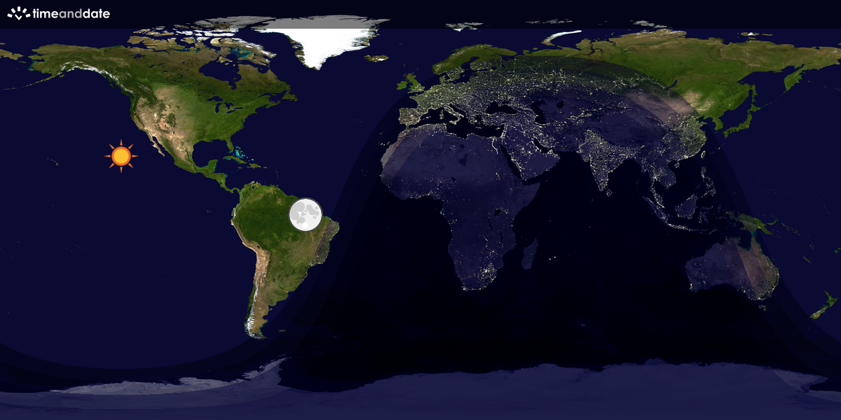 Verdenskart som viser dag og natt 