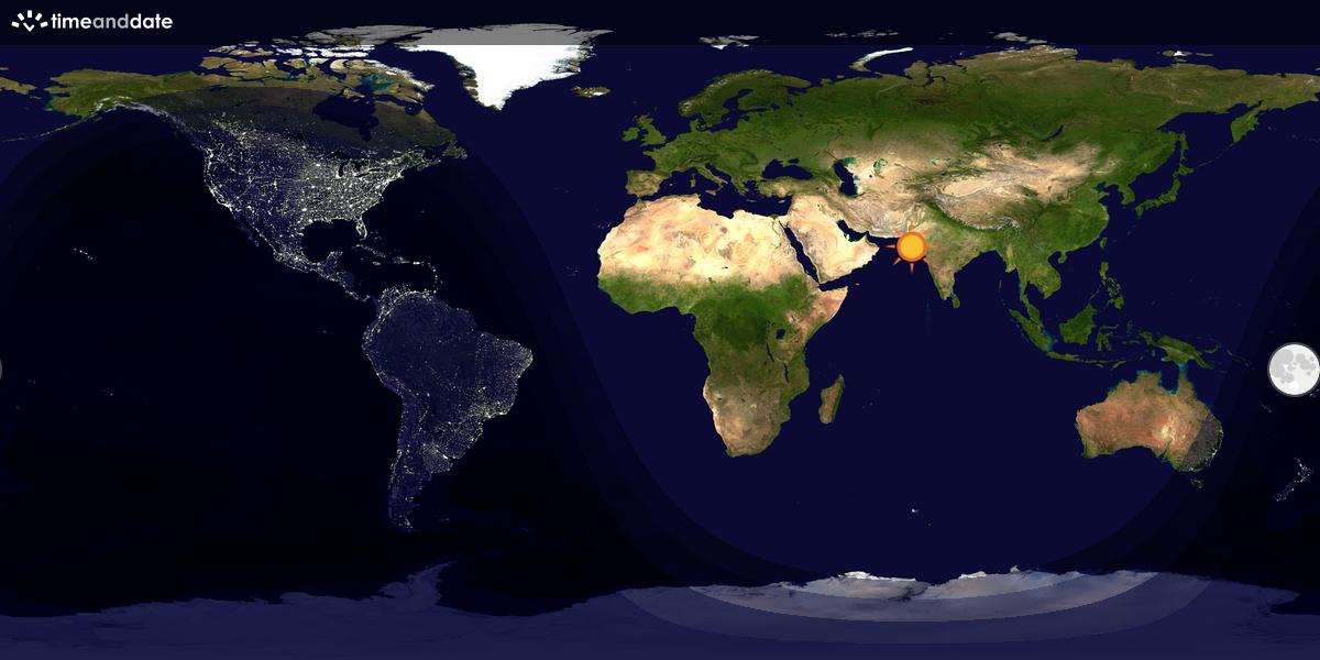 Verdenskart som viser dag og natt 
