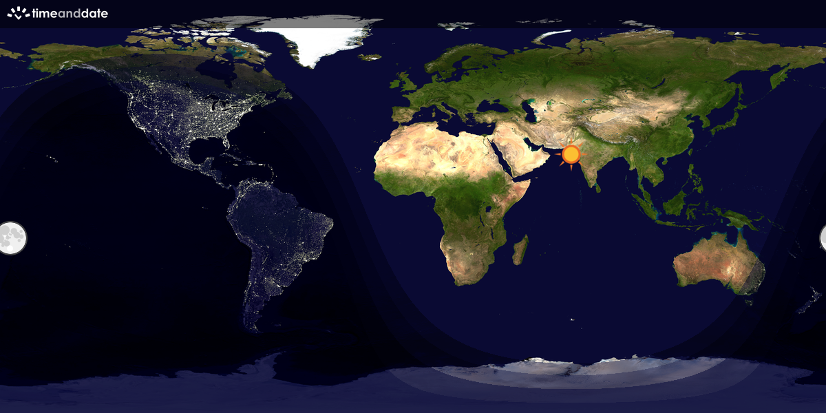 Verdenskart som viser dag og natt 