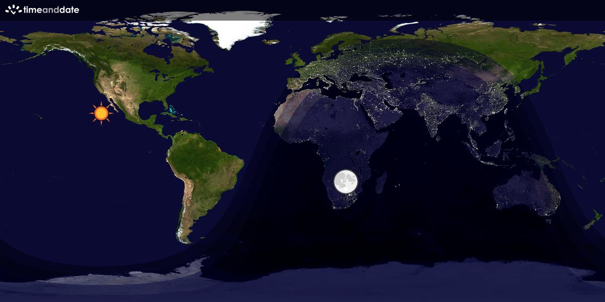 Verdenskart som viser dag og natt 