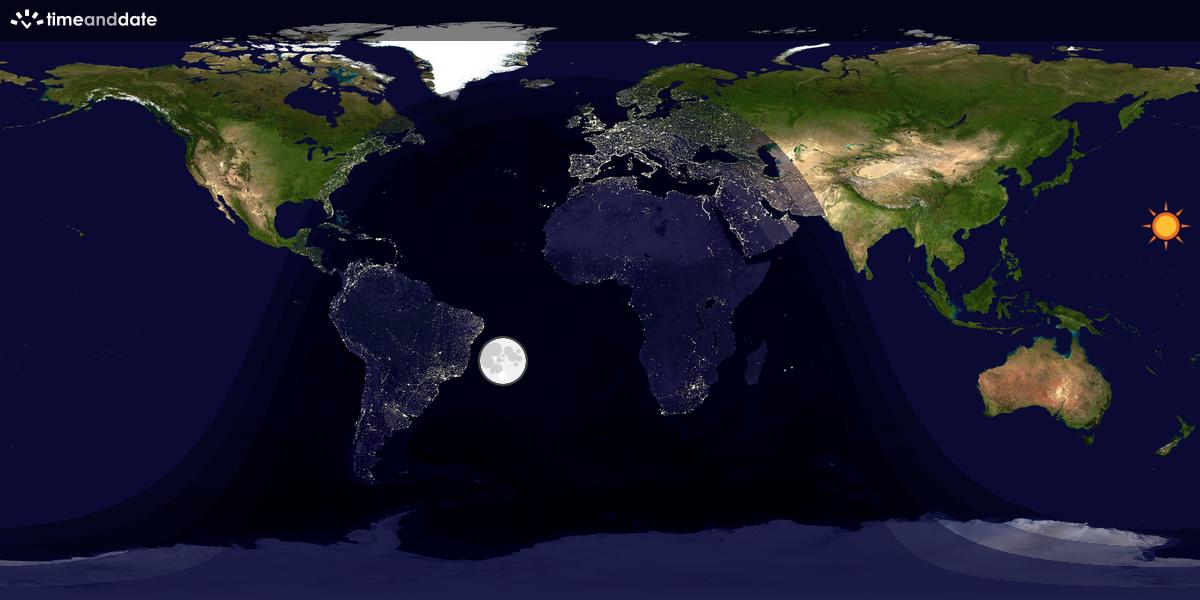 Verdenskart som viser dag og natt 