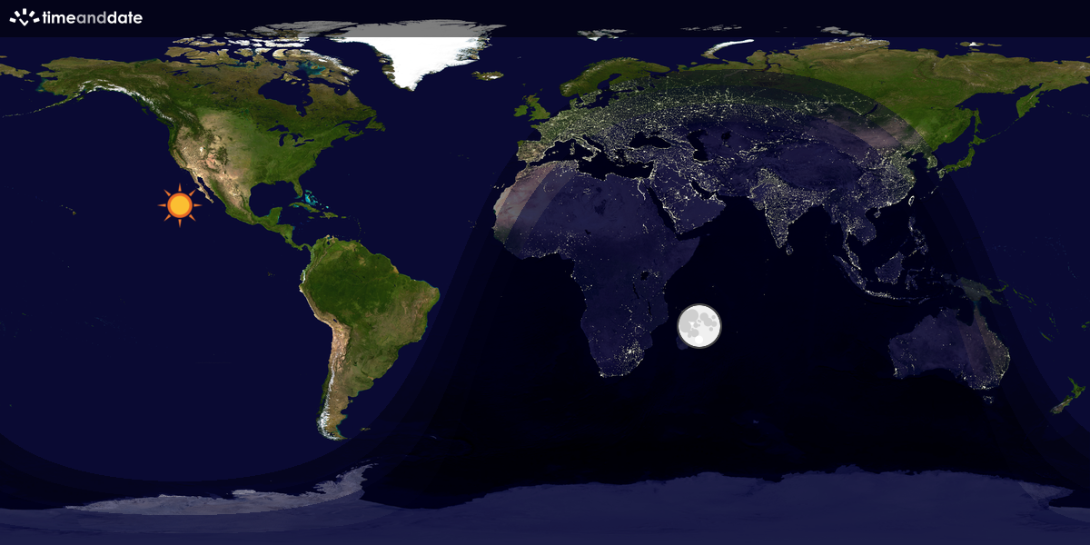 Verdenskart som viser dag og natt 