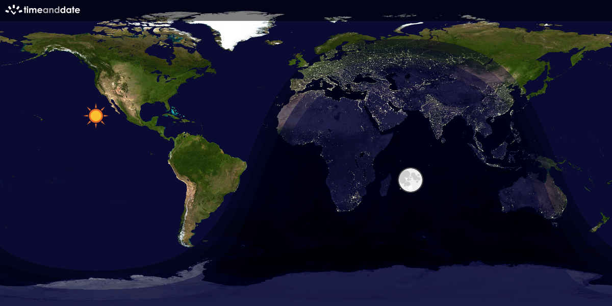 Verdenskart som viser dag og natt 