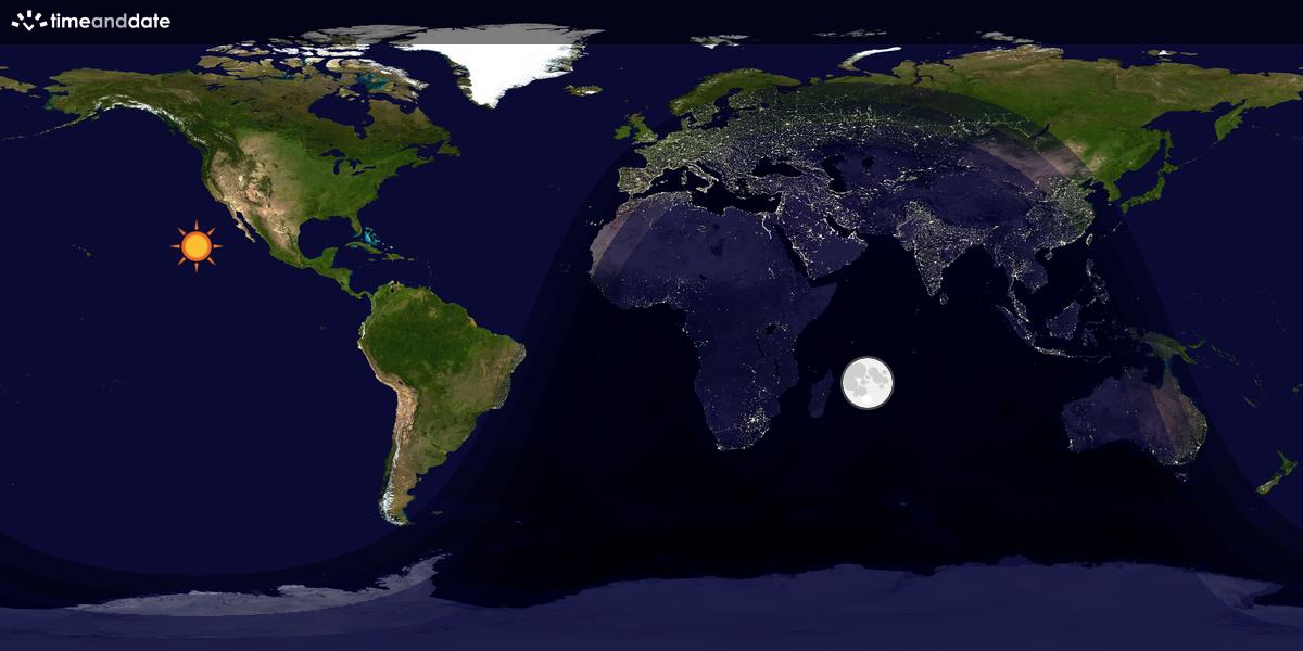 Verdenskart som viser dag og natt 