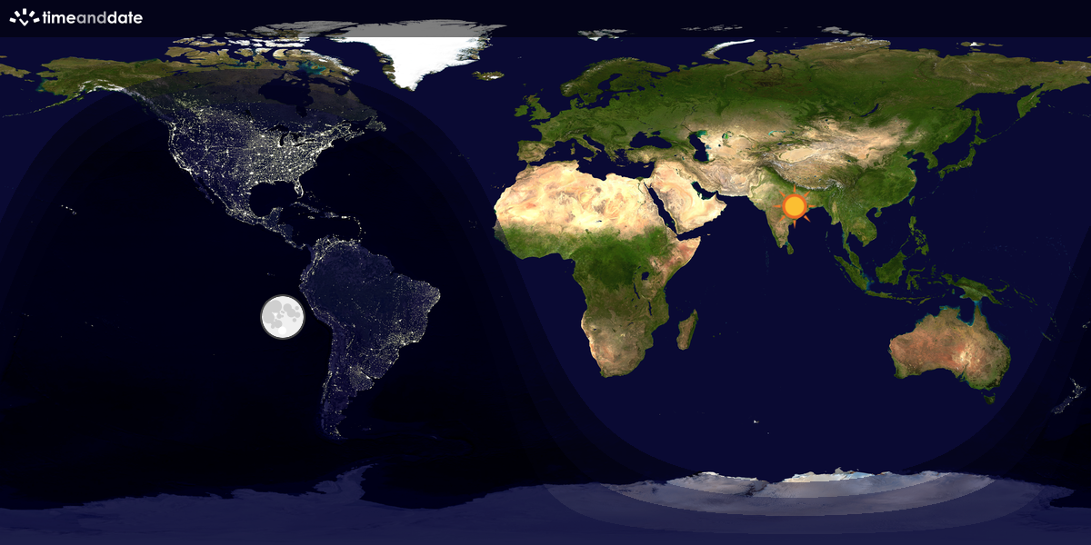 Verdenskart som viser dag og natt 