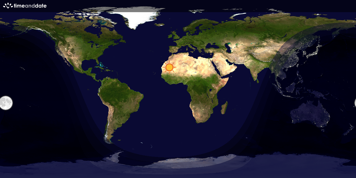 Verdenskart som viser dag og natt 