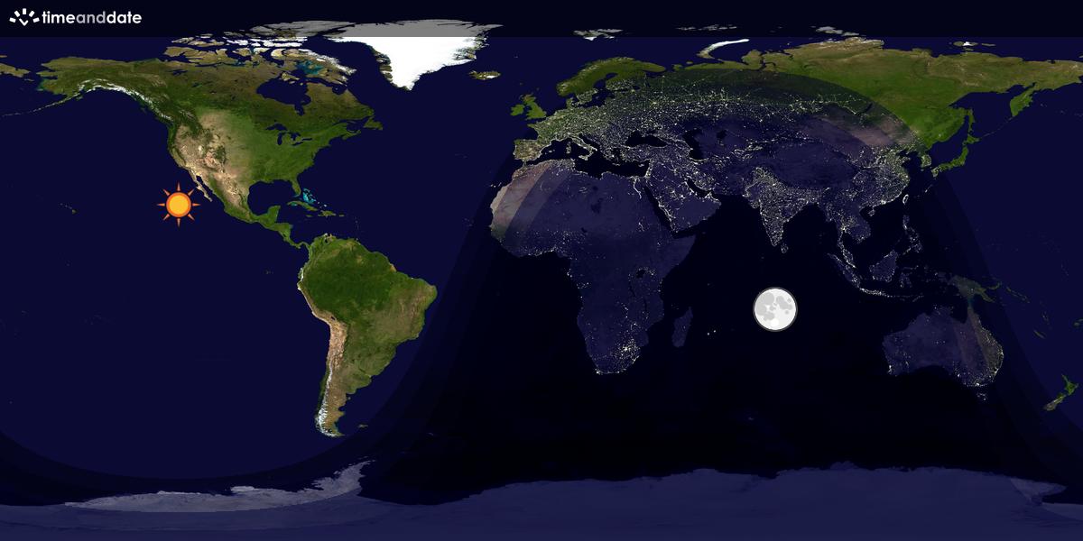 Verdenskart som viser dag og natt 