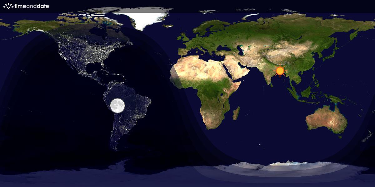 Verdenskart som viser dag og natt 