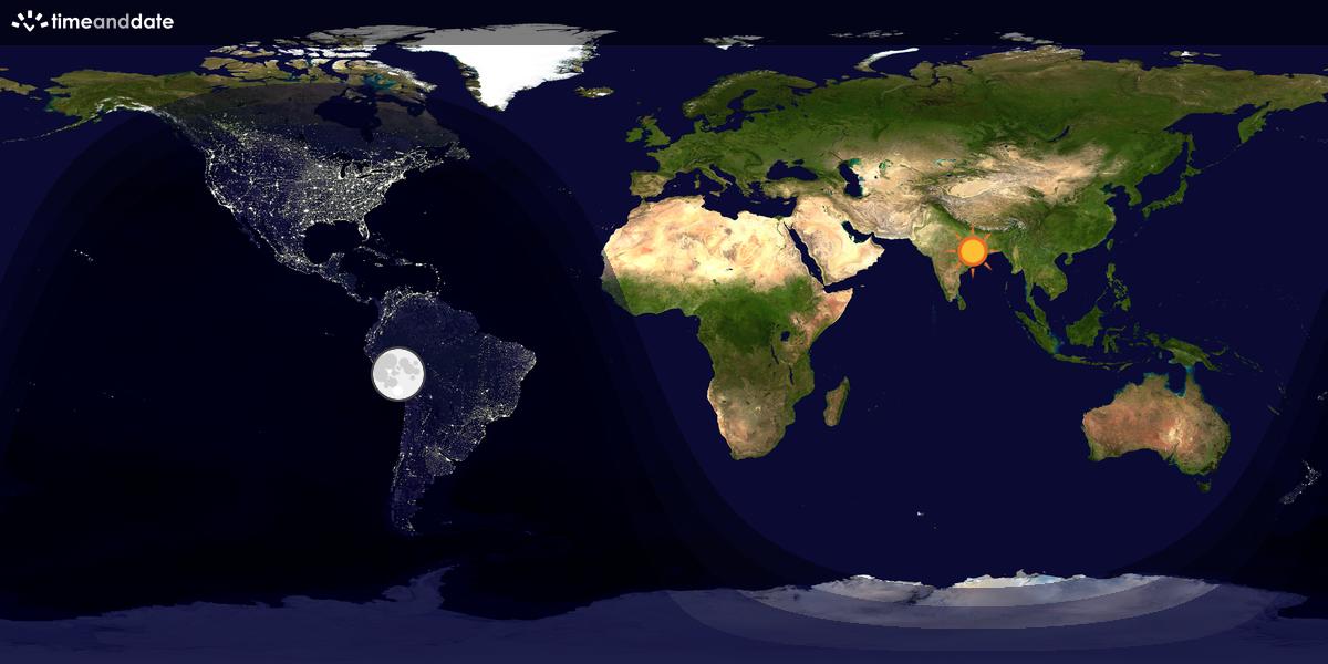 Verdenskart som viser dag og natt 