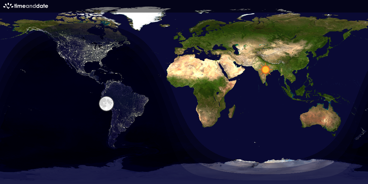 Verdenskart som viser dag og natt 