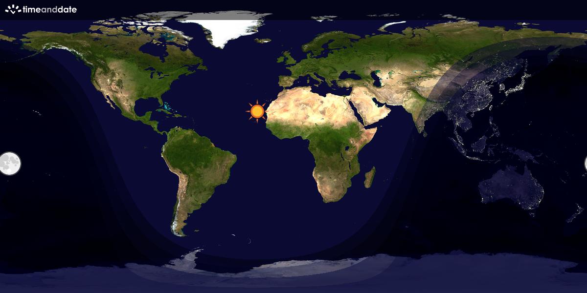 Verdenskart som viser dag og natt 