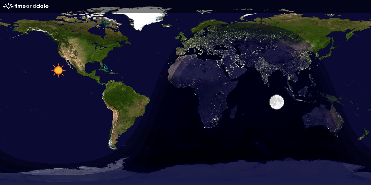 Verdenskart som viser dag og natt 