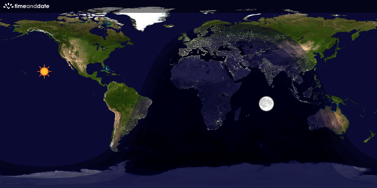 Verdenskart som viser dag og natt 
