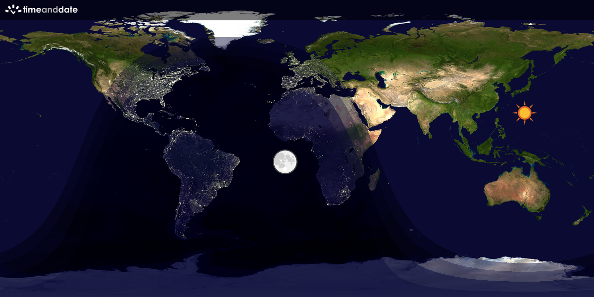 Verdenskart som viser dag og natt 