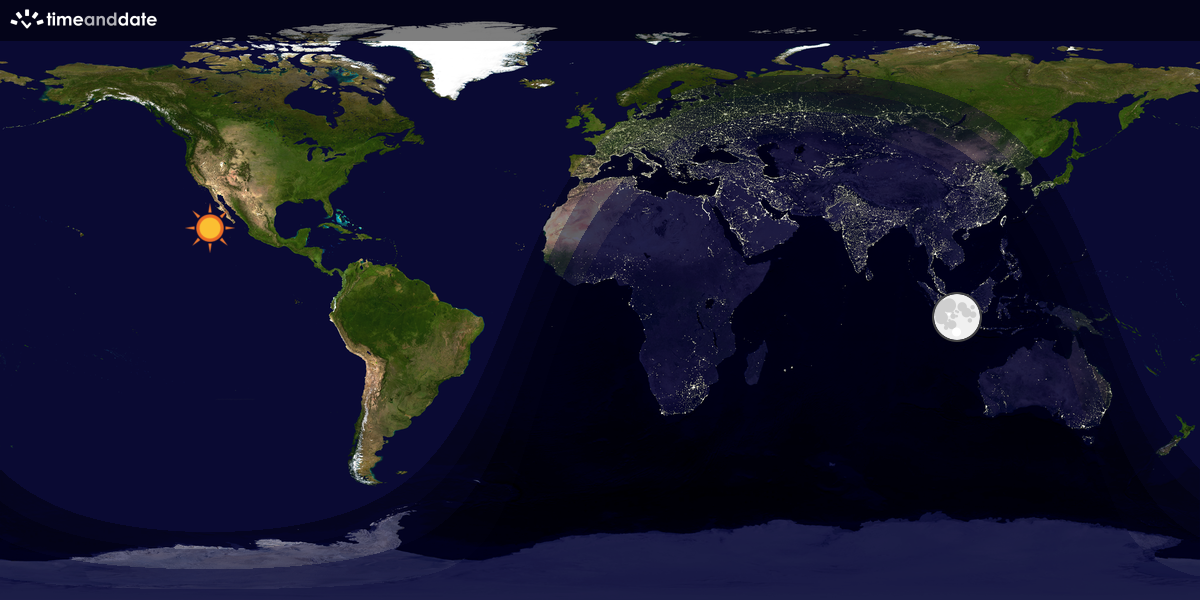 Verdenskart som viser dag og natt 