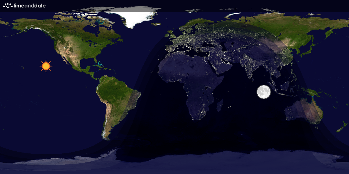 Verdenskart som viser dag og natt 