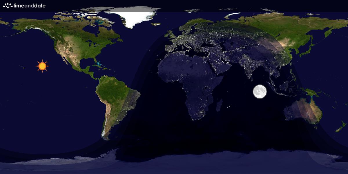 Verdenskart som viser dag og natt 