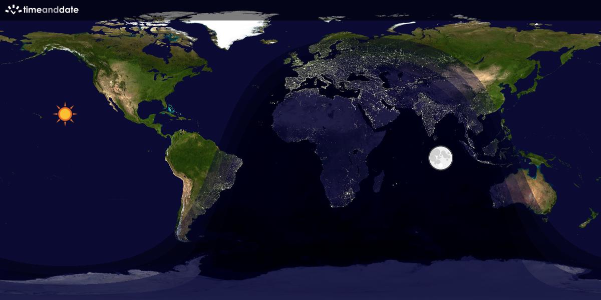 Verdenskart som viser dag og natt 