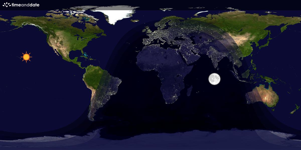 Verdenskart som viser dag og natt 