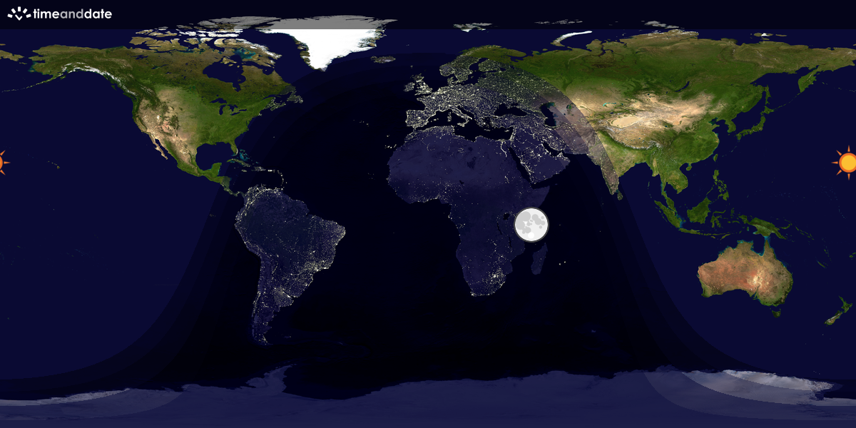Verdenskart som viser dag og natt 