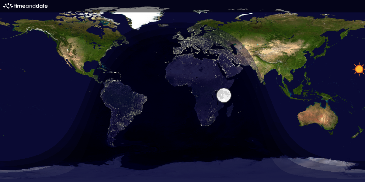 Verdenskart som viser dag og natt 
