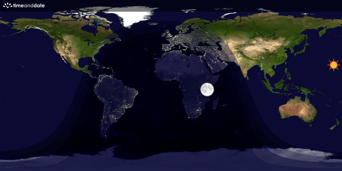 Verdenskart som viser dag og natt 