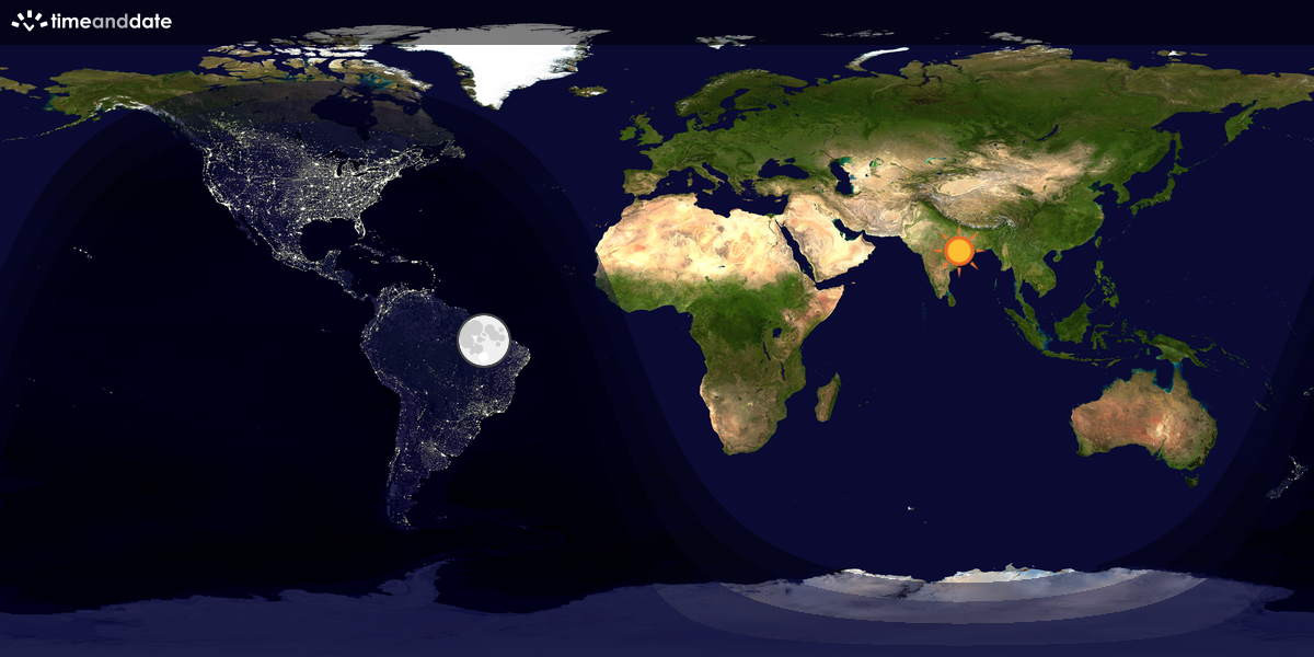 Verdenskart som viser dag og natt 